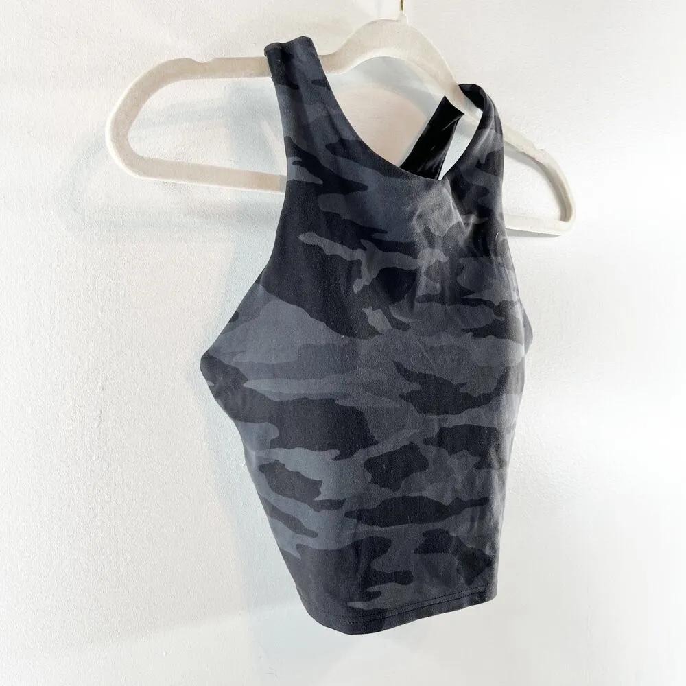 Athleta Conscious Crop Tank Sports Racerback Bra Camo Black Gray XS - Image 6