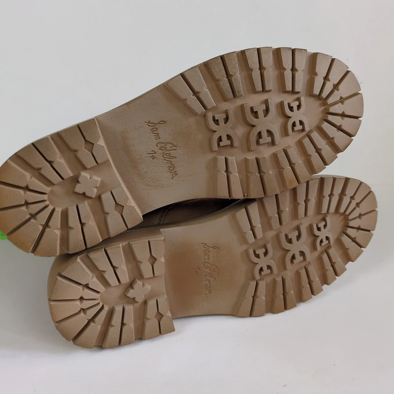 SAM EDELMAN Lydell Beige Suede Combat Boot Lace Up Ankle Knit Panel Women's 7.5 - Image 7