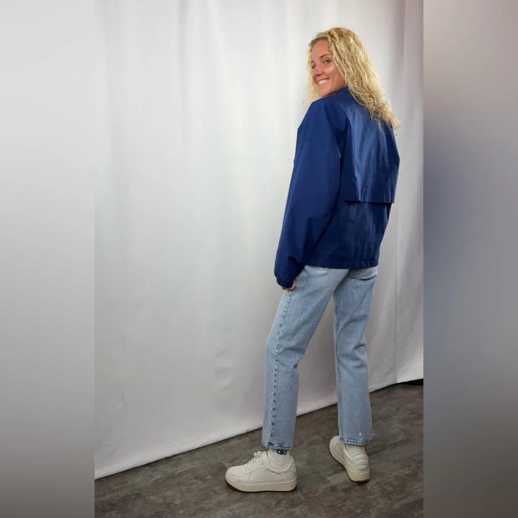 Y2K Vintage Asics Oversized Zip Up Jacket in Blue Size Small - Image 3