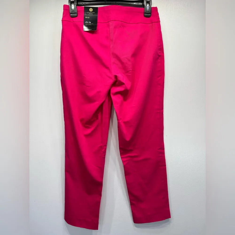 JM Collection Hot Pink Tummy Control Rivet Pants Slim Leg Comfort Waistband - Image 3