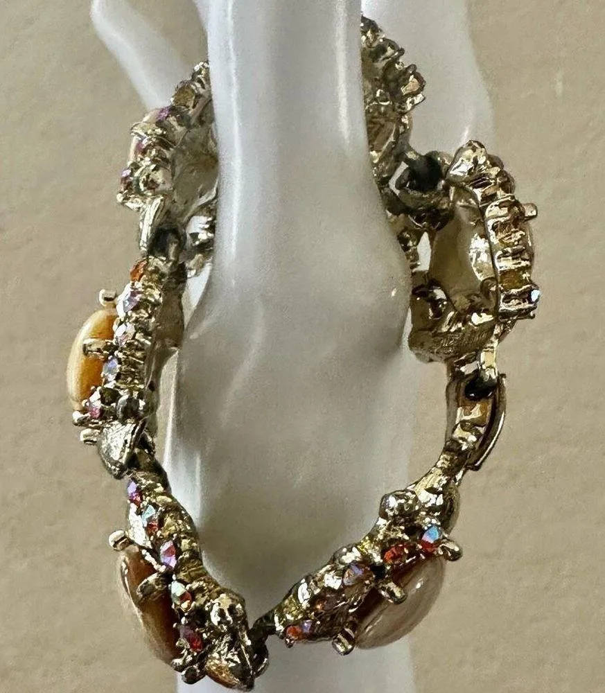 Vintage Shell and Rhinestone Statement Bracelet - Image 4