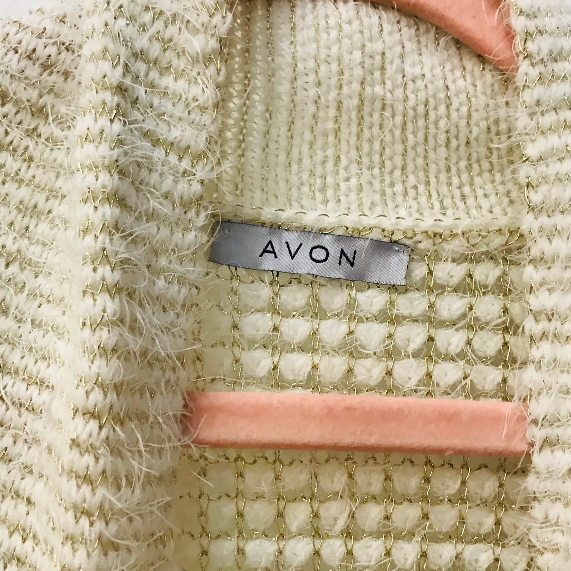 Avon Eyelash duster cream gold cardigan sz 1X (18 - Image 8