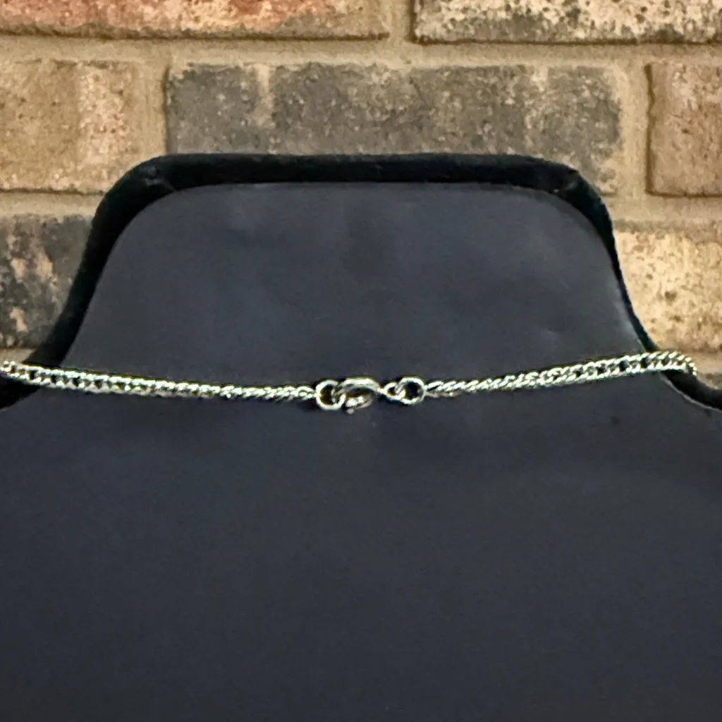 Sarah Coventry SARAH Simulated Scrimshaw Boat Ship Vintage 1970 Pendant Necklace Silver - Image 4