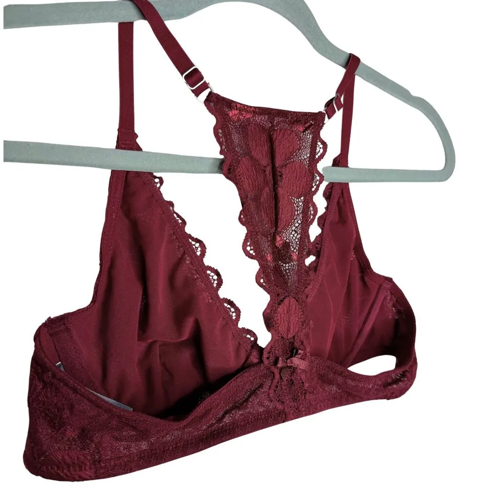 Aerie Happy Lace Floral Racerback Underwire Bralette Red Size 34A Intimates Bra - Image 7