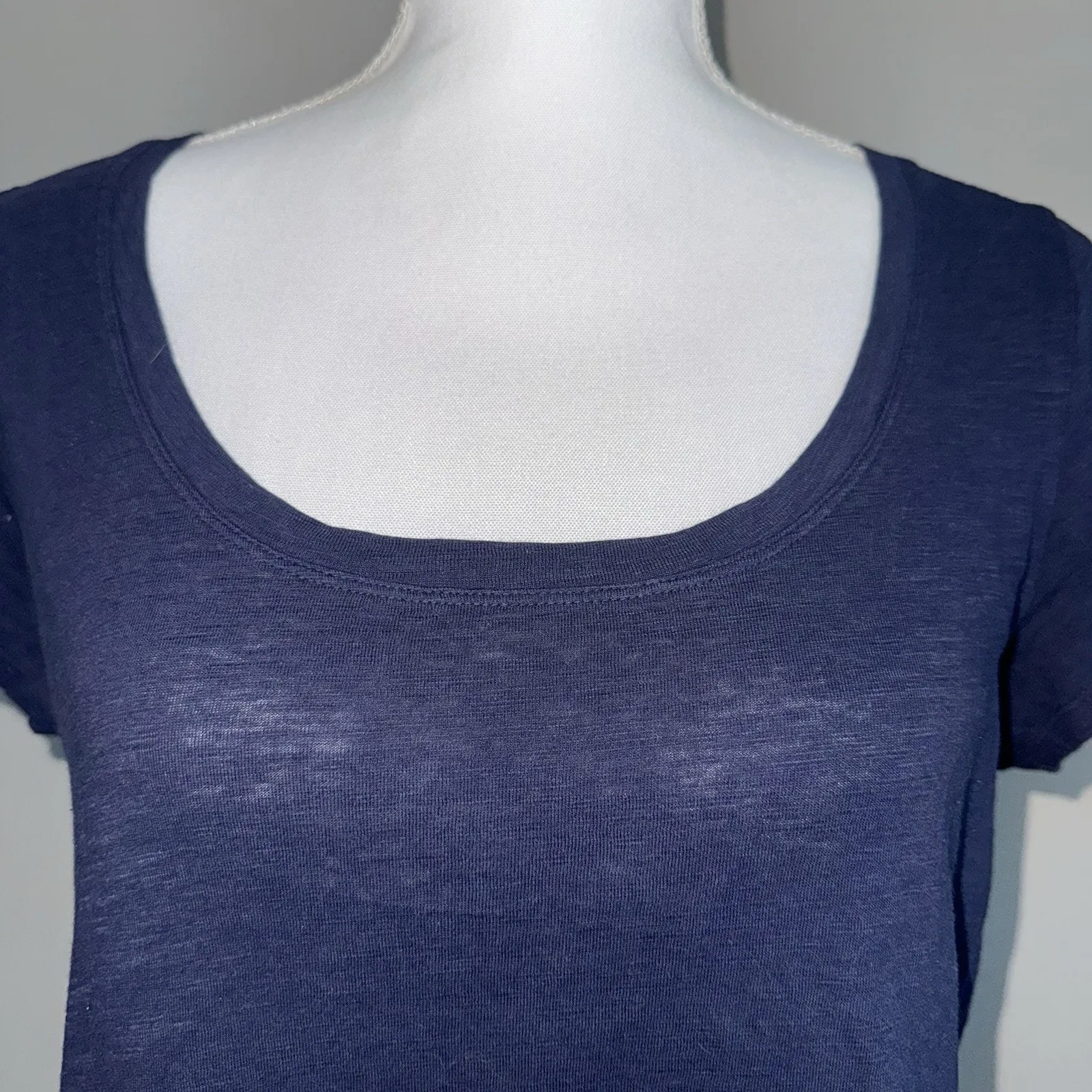 Eileen Fisher Organic Cotton Jersey Round Neck Tee Woman’s S/P Small Navy Blue - Image 2