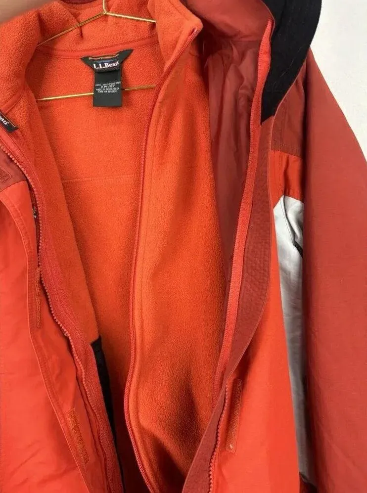 L.L. Bean Women’s Size Small Coat Jacket Orange Zip Up Hooded 2 in 1 Fleece Ski - Image 14