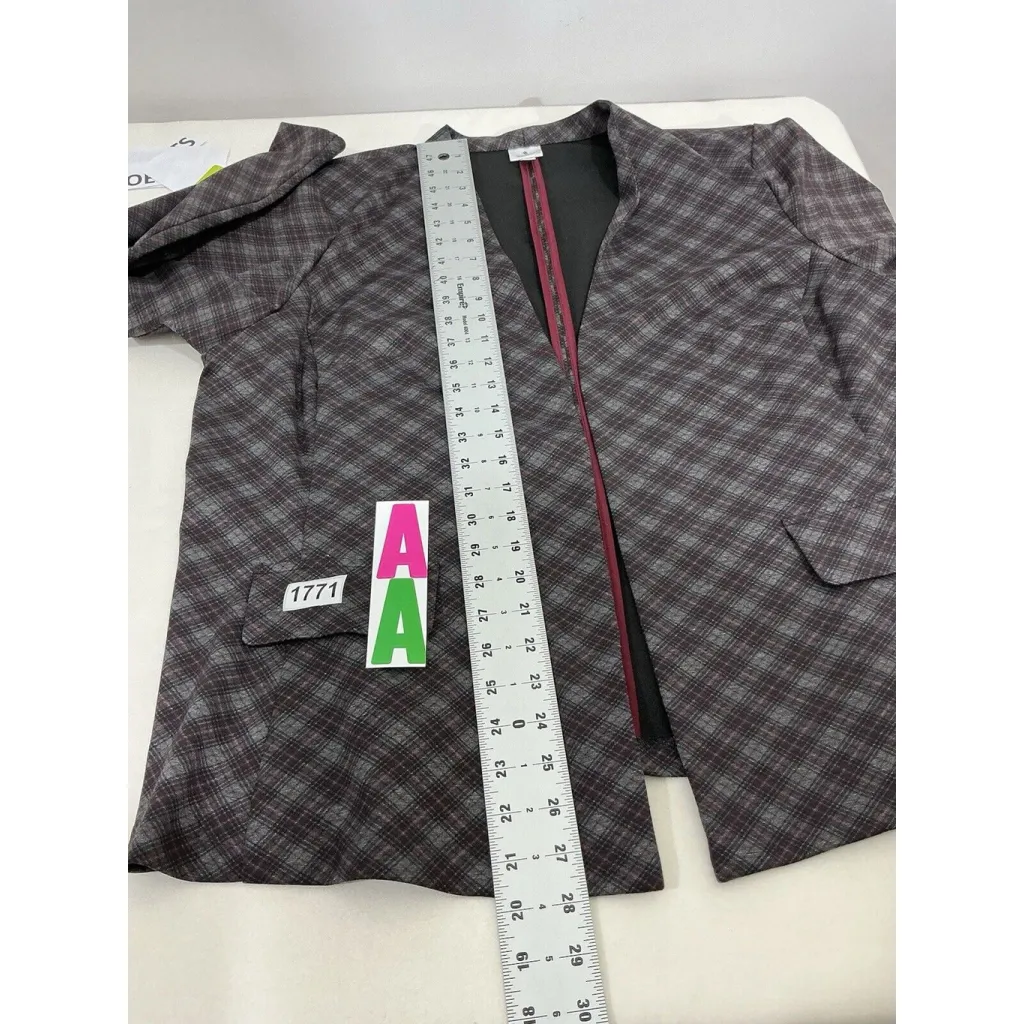 Womans Dress Barn Open Front Long Sleeve Gray Red Blazer 2x NWT - Image 7