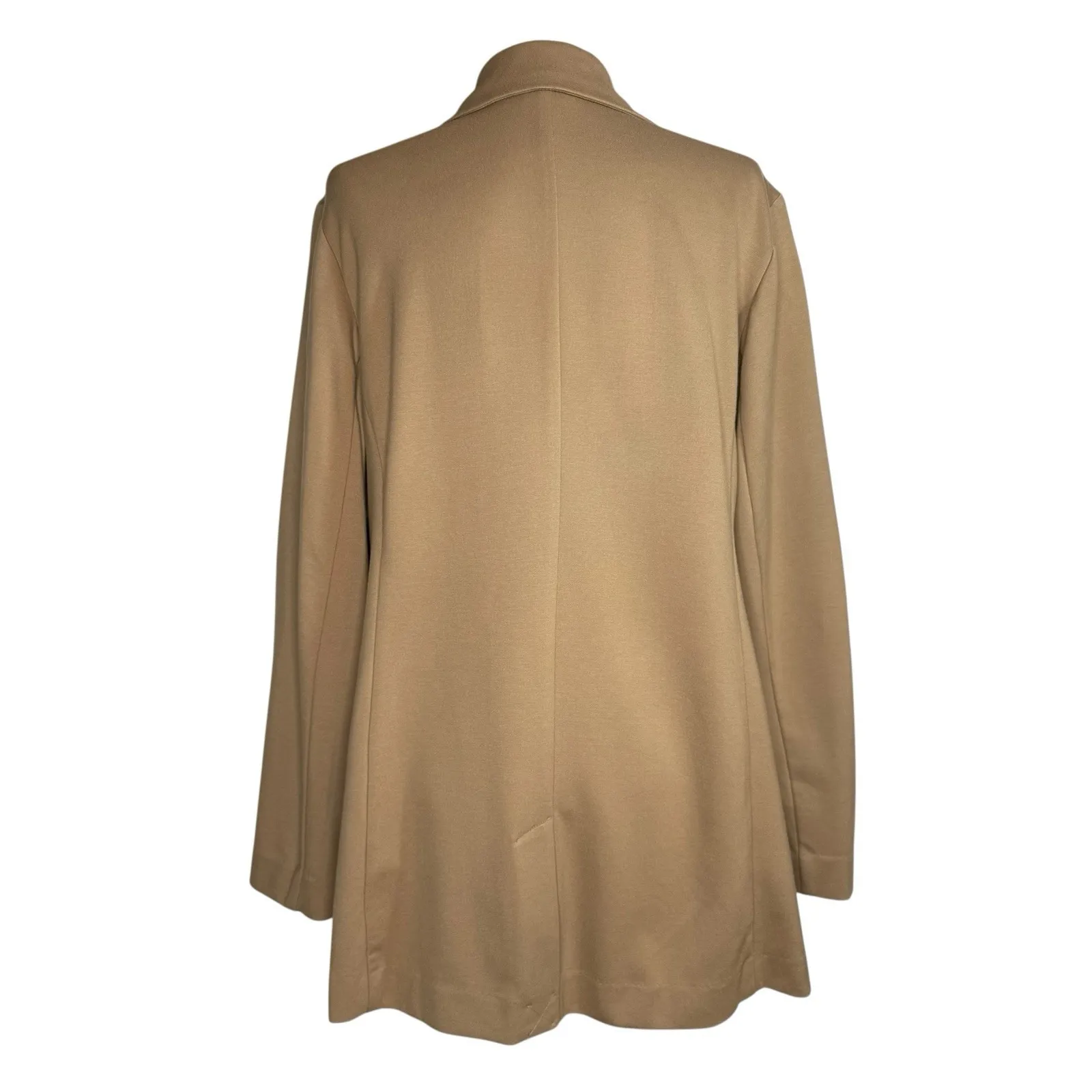 J. Jill‎ Ponte Stretch Knit Blazer Jacket Camel Tan Longline 3 Button L/XL Cozy Size L - Image 6