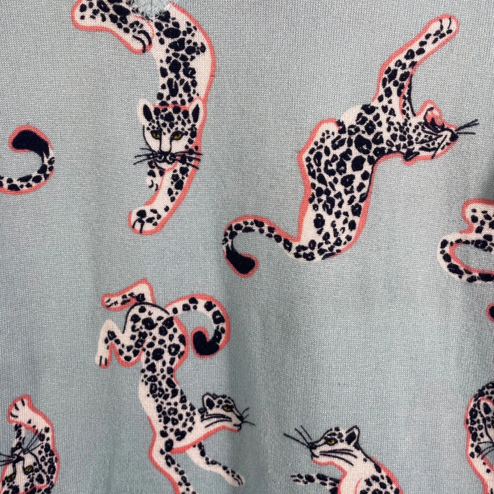 Kate‎ Spade New York Leopard Print Long Sleeve Blue Sweater Women's Small - Image 4