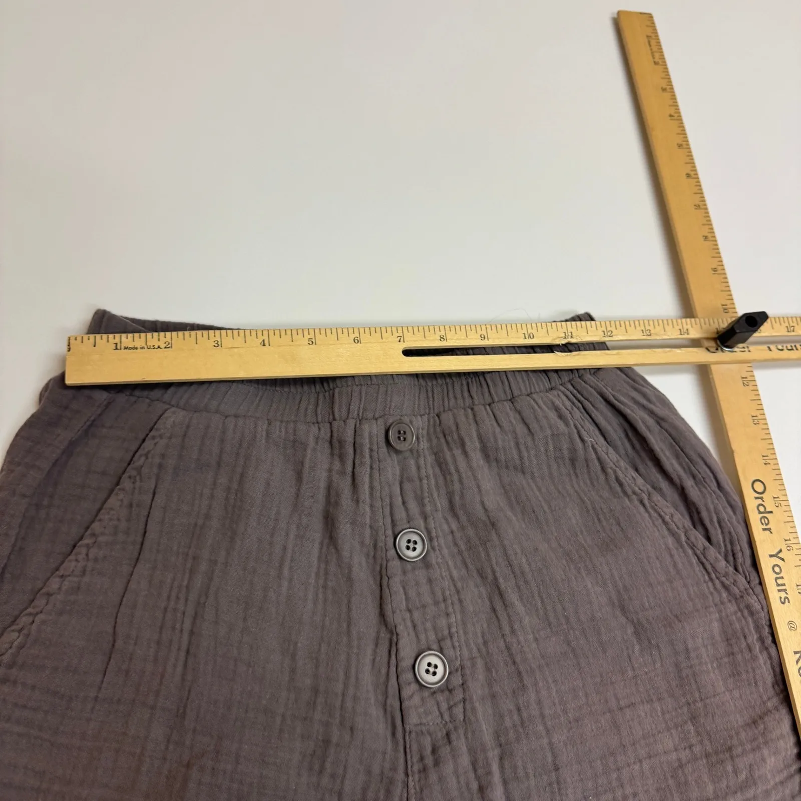 LACAUSA Shorts Womens X Small Grey Joni Gauze Button Front Shorts Gray - Image 8