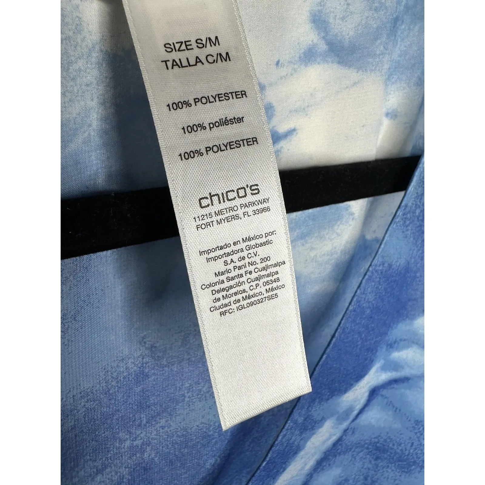 Chicos Poncho Top Womens Small Medium Blue Pink Sheer Chiffon V Neck Boho Flowy - Image 3