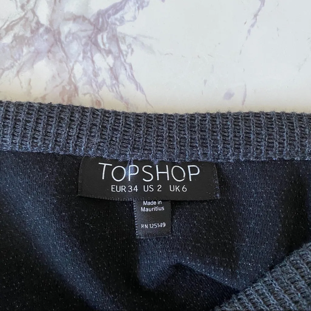 Topshop Long Sleeve Waffle Knit Sweater Dress US Size 2 Gray - Image 7