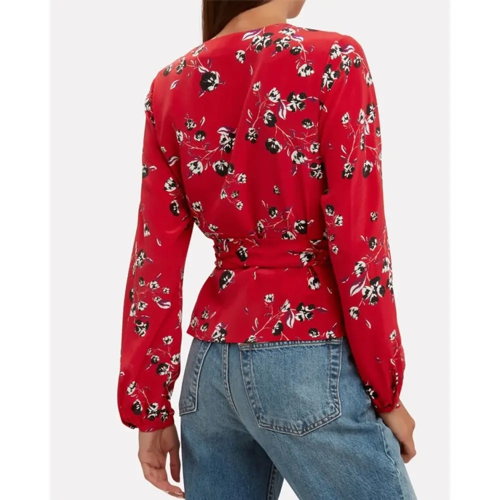 Intermix  Red Silk Blouse - Image 4