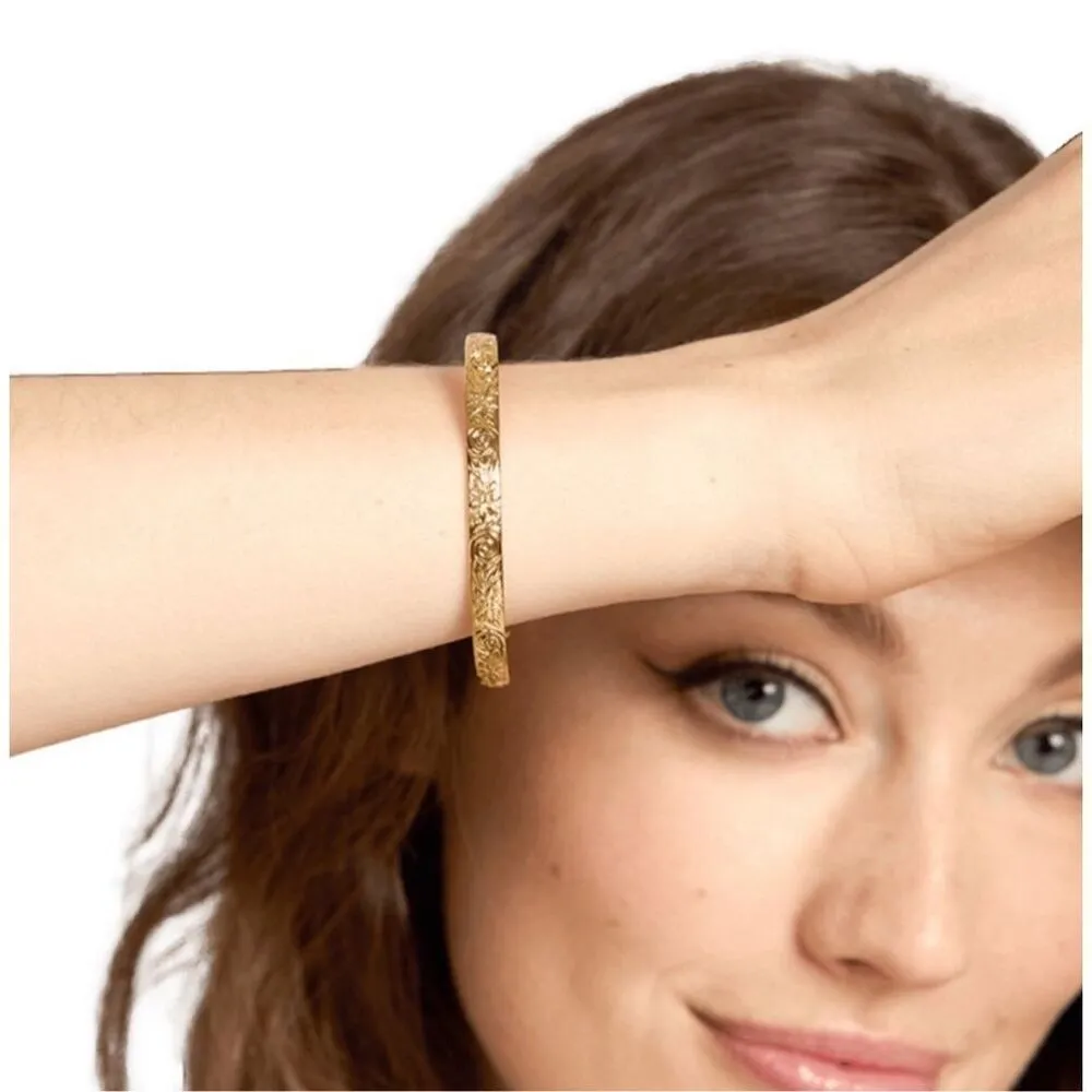 Our Spare Change floral Gold Plated Jewerly small cuff bracelet - Image 2