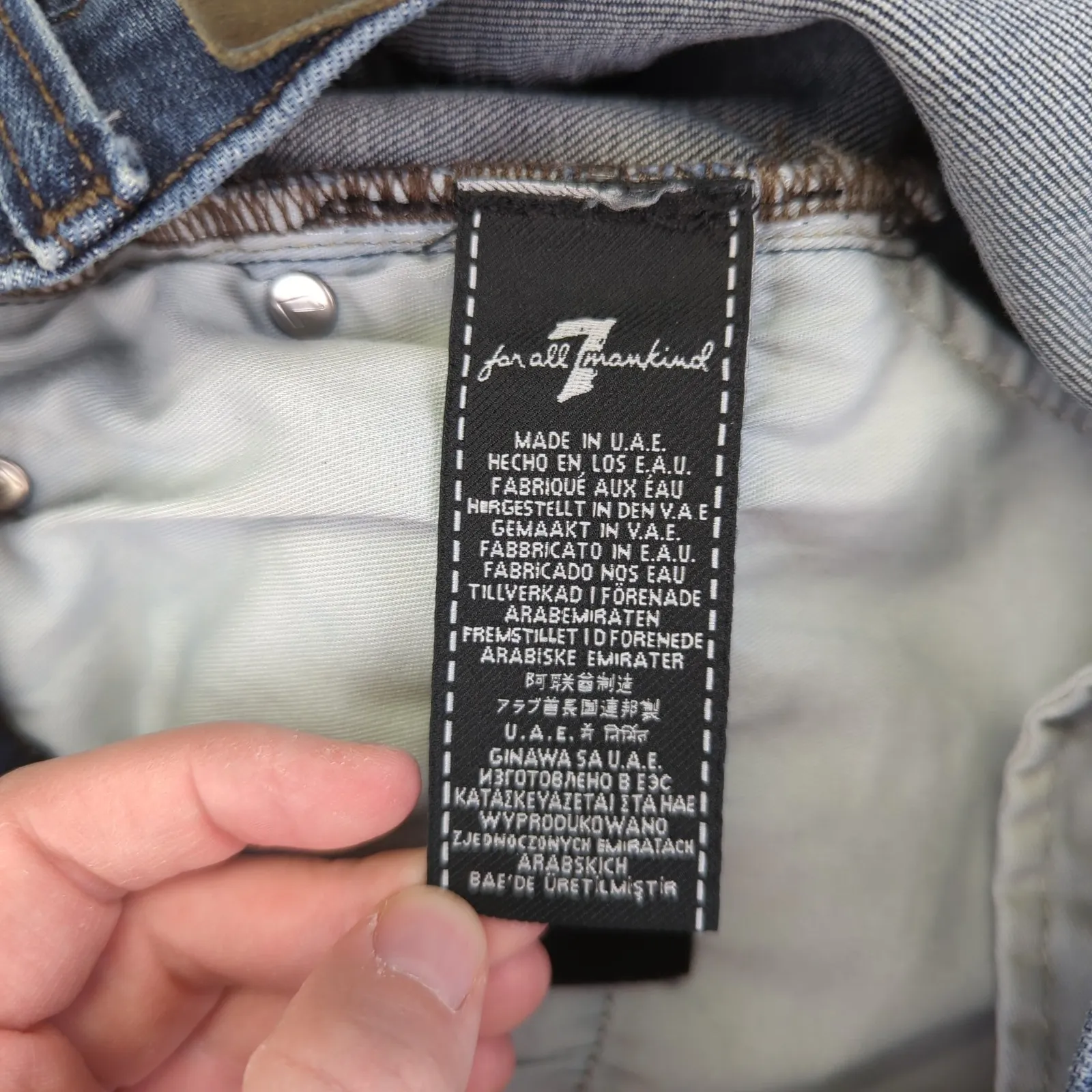 7 For All Mankind The Straight Leg Jeans Womens 32 Blue Denim‎ Cuffed Ankle - Image 5