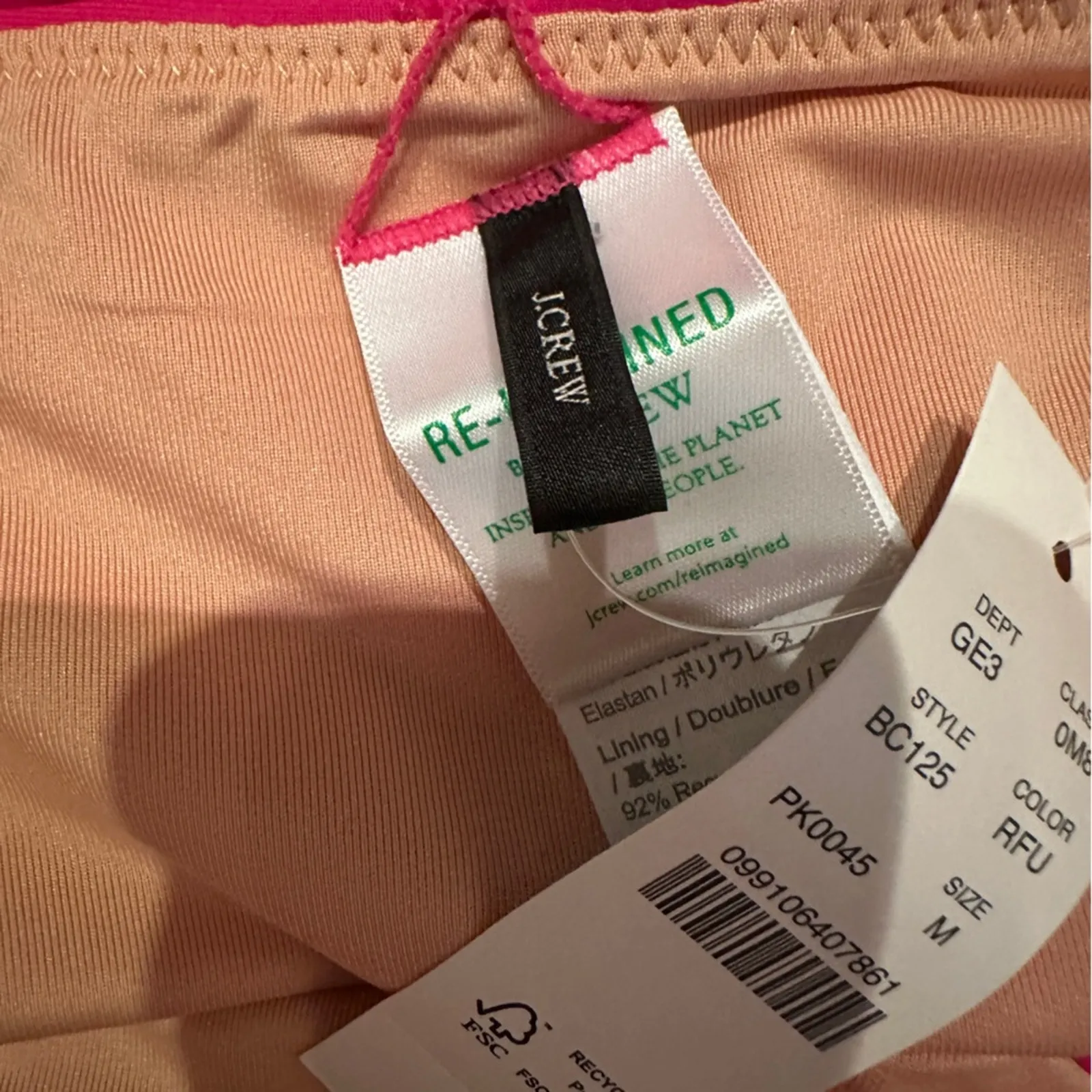 J. Crew Curved-Waist Cheeky Bikini Bottom in Hot Pink Sz M‎ NEW - Image 4