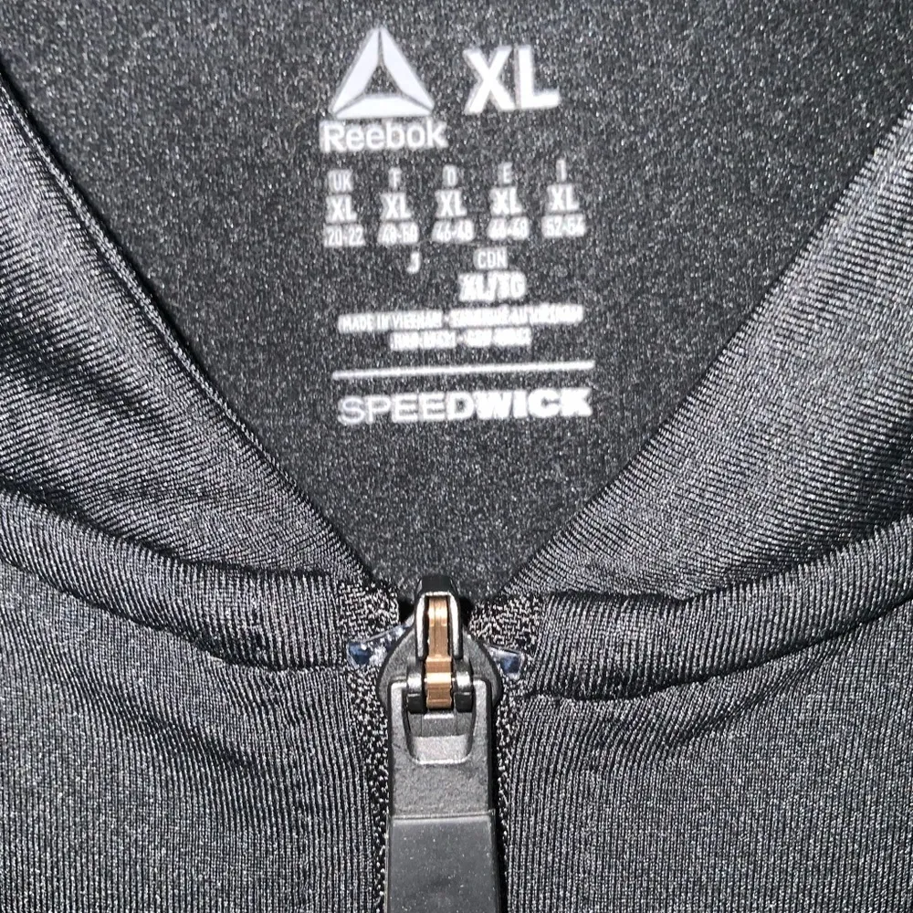 Reebok Black Zip Up Athletic Sporty Stretch Knit Jacket Zip Side Pockets XL - Image 4