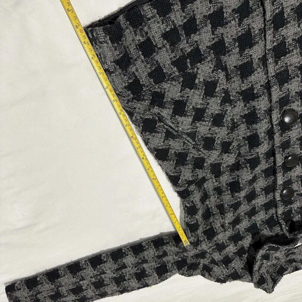 Charles Gray London Women's Belted Black/Gray Houndstooth Coat Sz L Large Jacket - Image 7