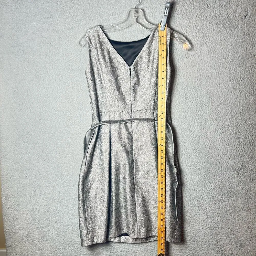 White House Black Market Dress Womens 6 Silver Metallic‎ Sleeveless Sheath Party - Image 8