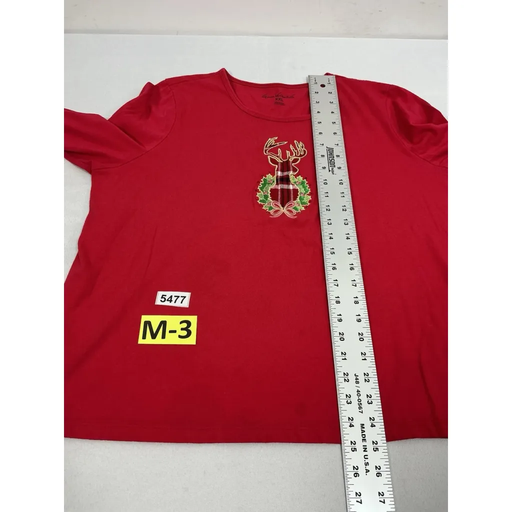 Womans Gloria Vanderbilt Long Sleeve Pullover Christmas T Shirt XXL Red - Image 7
