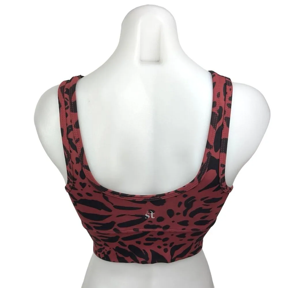 Strut-This Piper Red Black Cheetah Leopard Animal Print Sports Bra Tank Top OS - Image 3
