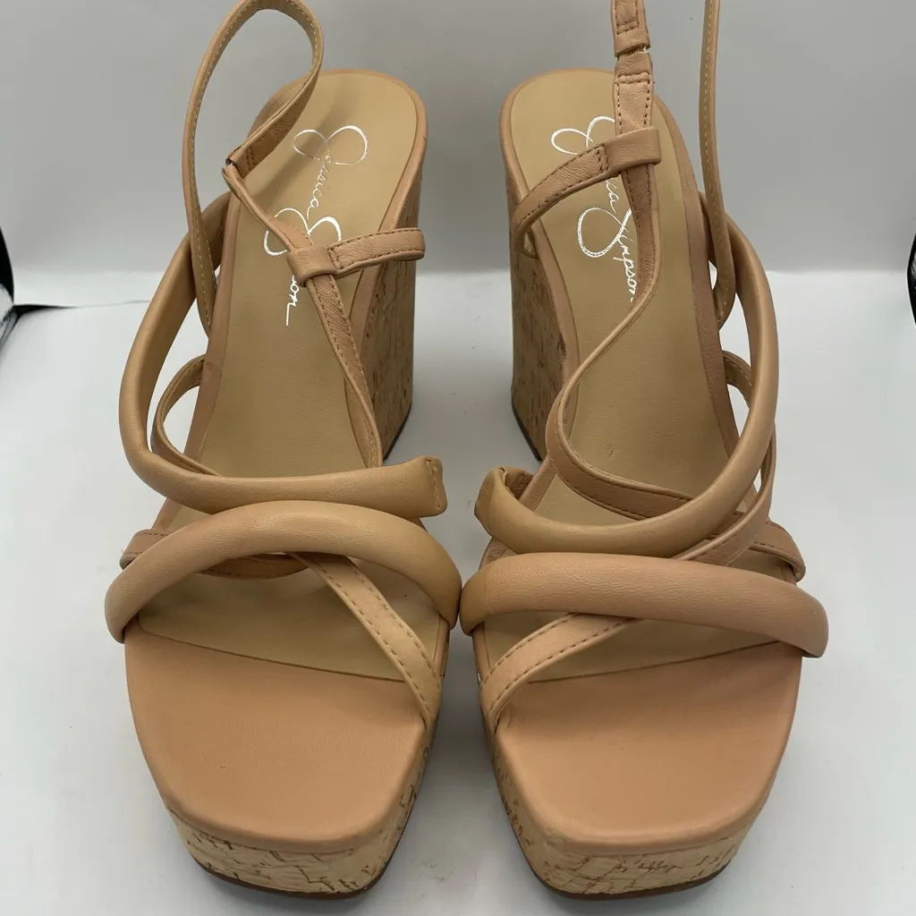 Jessica Simpson Simina leather cork wedge strappy sandals women’s Size 10M - Image 5