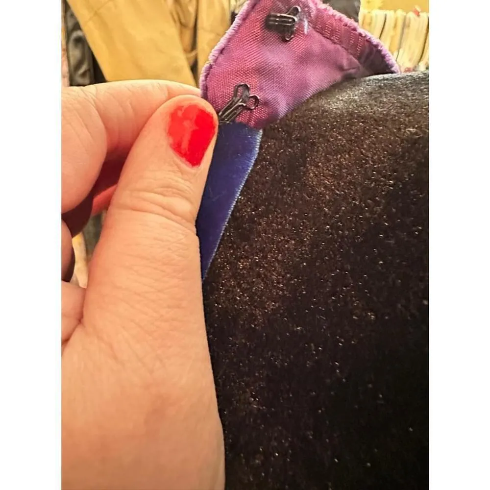 Céline New York Vintage Blue Velvet Embroidered Floral Bodice Formal Prom Dress - Image 14