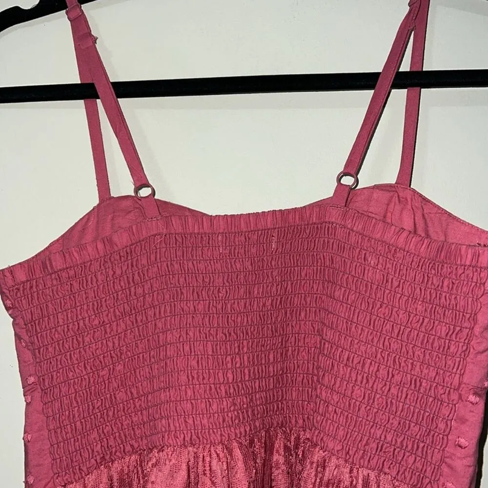 American Eagle Outfitters size x-small spaghetti strap maroon dotted lace dress - Image 7