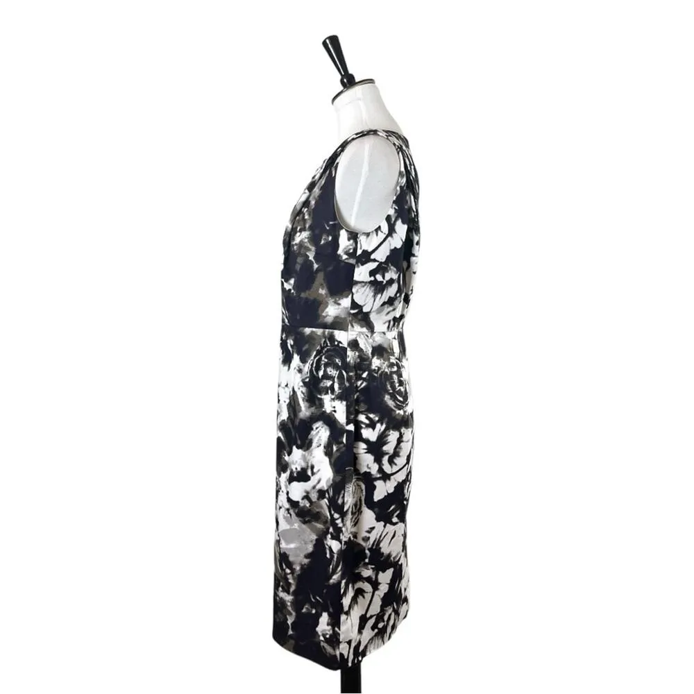 Ann Taylor Sheath Dress Sleeveless Black Cream Abstract Floral Women’s Size 6 - Image 5