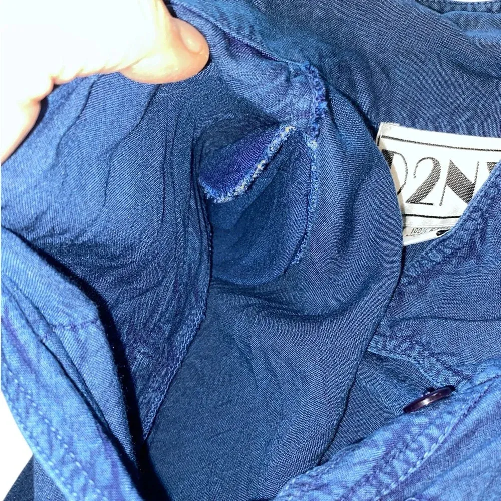 vintage 90s blue patchwork shirt jacket shacket boho western Fall whimsigoth Size M - Image 8