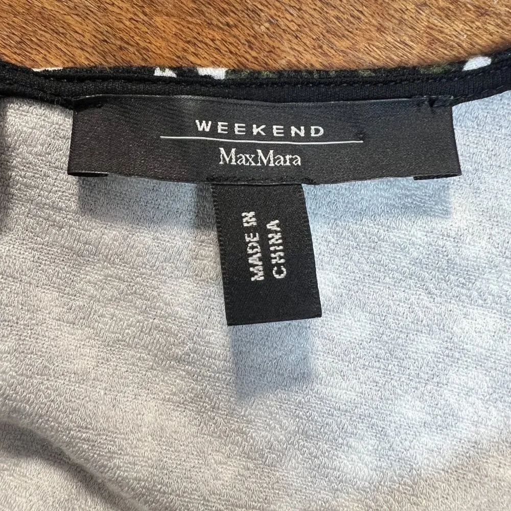 Max Mara Weekend Dress Womens Medium Black Green Floral Sheath Stretch Knit Knee - Image 9