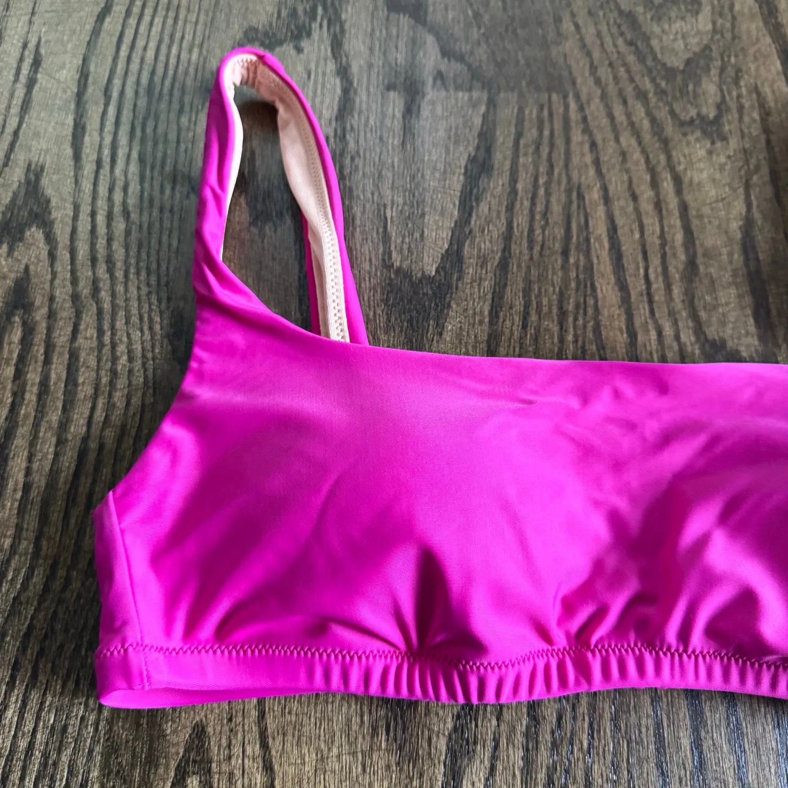 J.Crew Womens Square Neck Radiant Fuchsia Pink Bikini Swim Suit Top Size Medium - Image 3