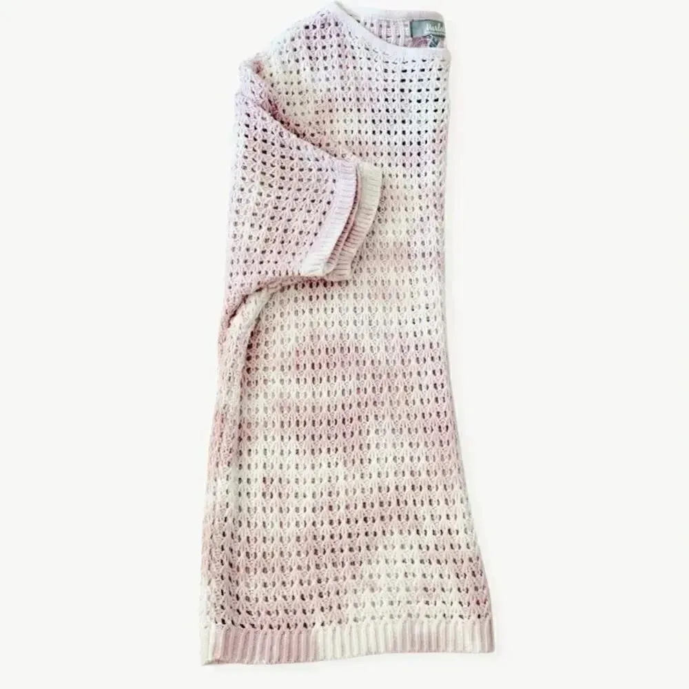 Marled Reunited Mesh Knitted Tie Dye Women’s Short Sleeves Sweater Sz M Purple Size M - Image 3