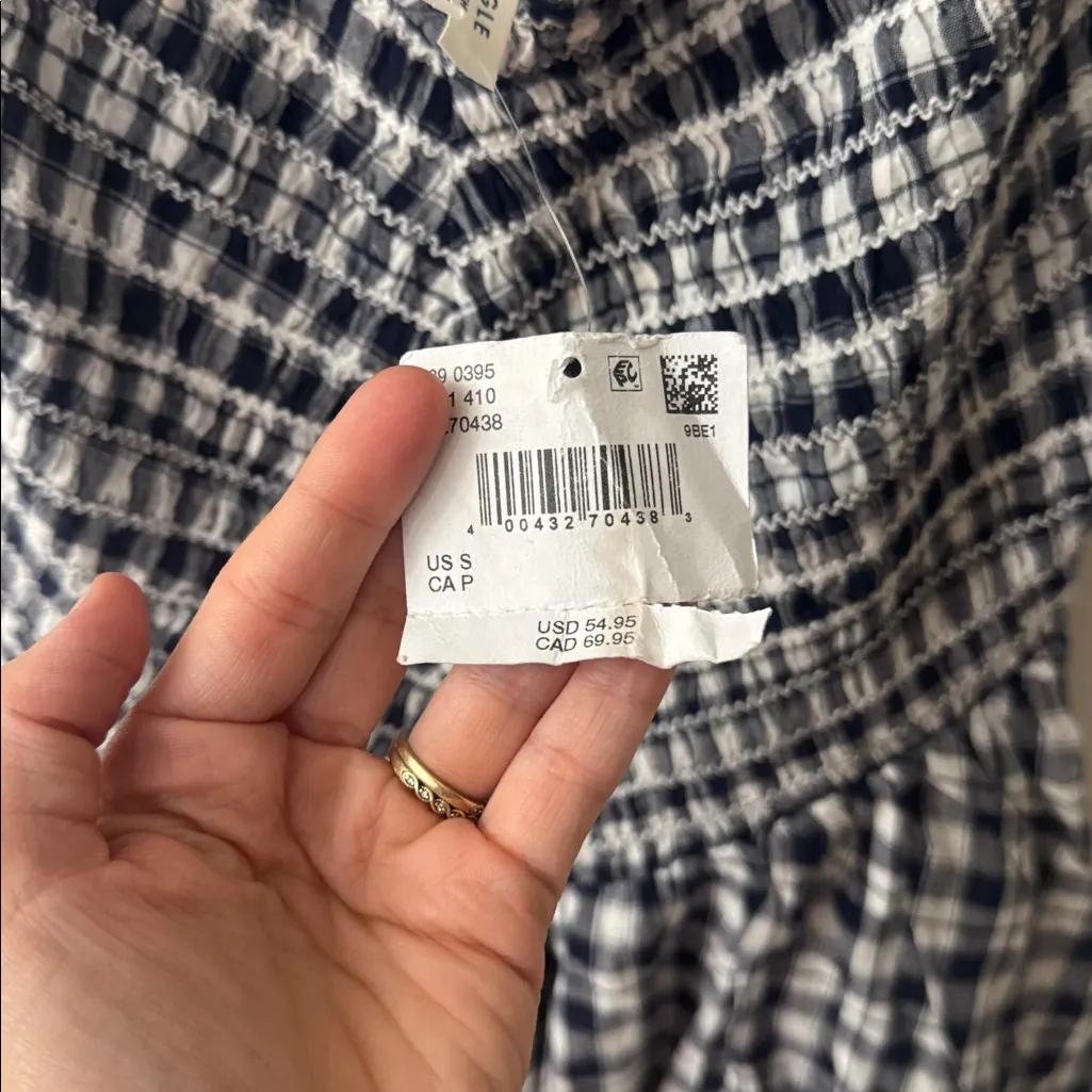 American Eagle  Gingham Plaid Blue White Bella Mini Bubble Dress Small NWT - Image 5