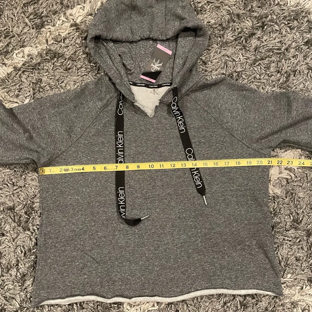Calvin Klein  PERFORMANCE PULL OVER CROPPED HOODIE GRAY WOMENS SIZE SMALL - Image 6