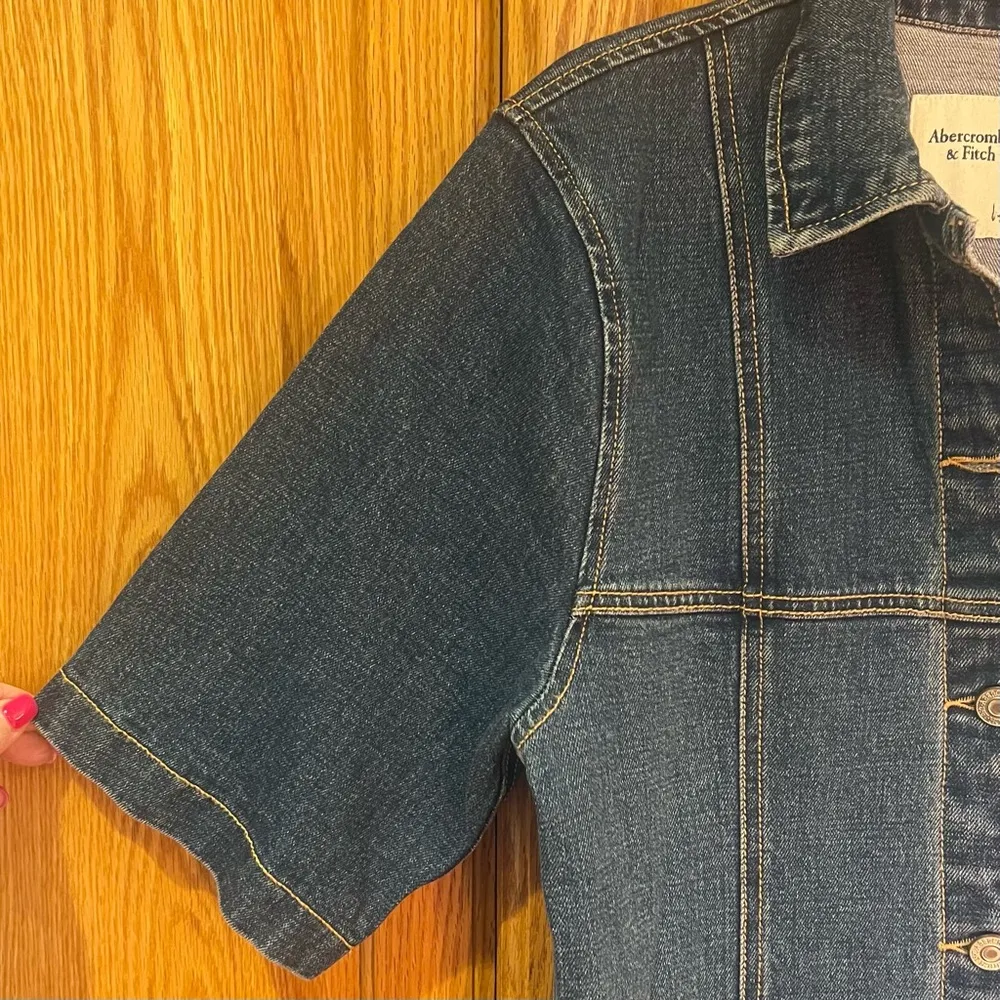 Abercrombie & Fitch A-Line Button-Up Short Sleeve Blue Denim Mini Dress Size XS - Image 8