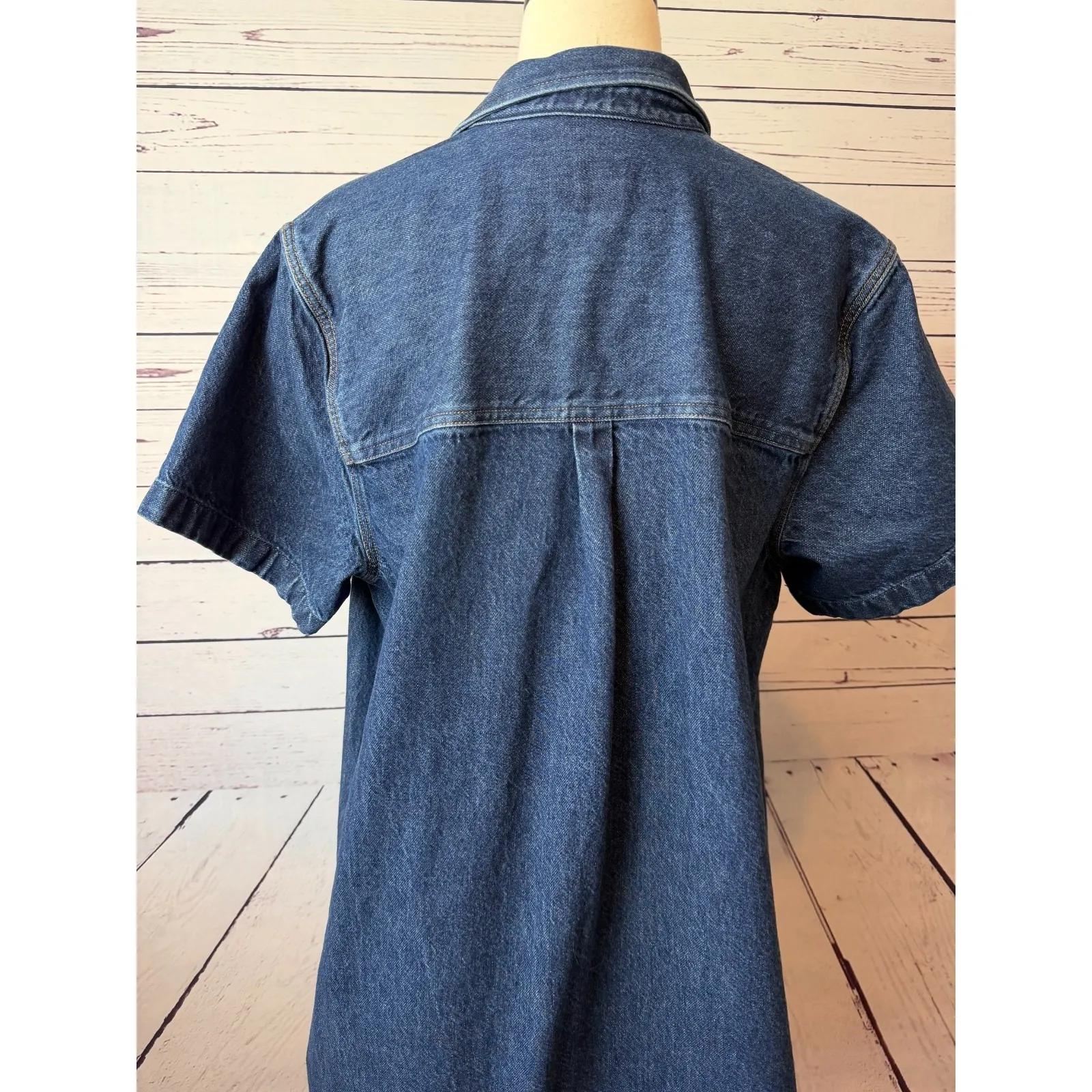 GAP Denim Dress Jean size XLT XL Tall Extra large Popover A Line Pockets Y2K 80s - Image 14