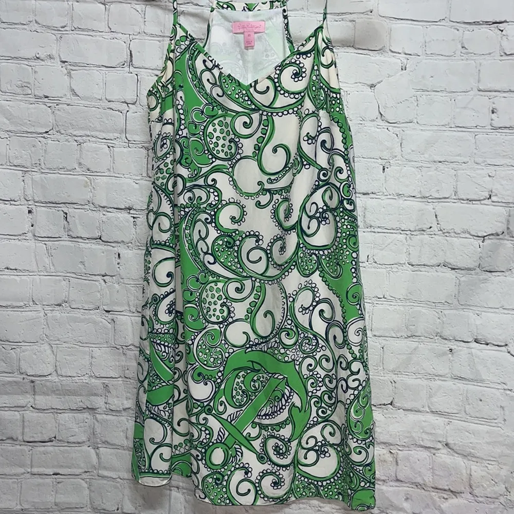 Lily Pulitzer Green & White Paisley Dress Size XS - Image 2