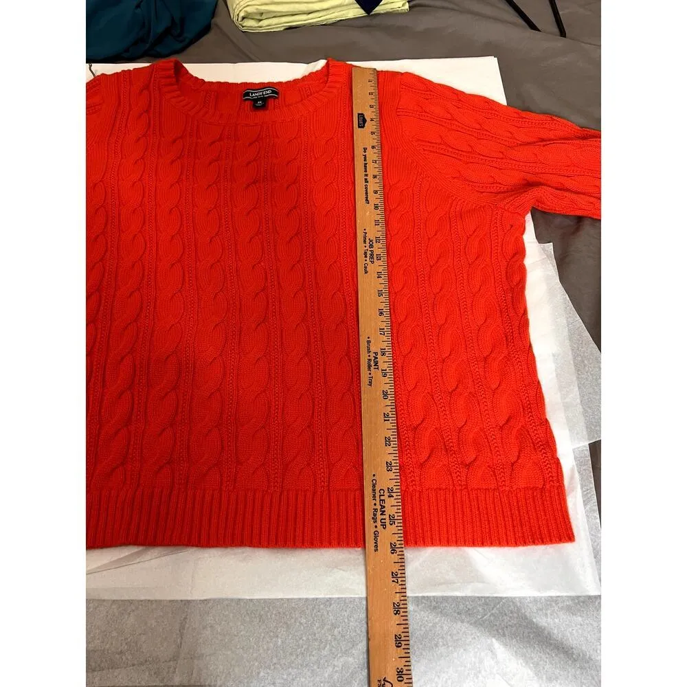 Lands' End women's size 3X sweater orange chunky cable knit cotton cozy, Autumn - Image 4