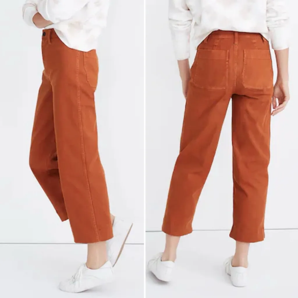 Madewell Slim Emmett Wide Leg Crop Pants Warm Nutmeg Rust Cotton Size 24 | 00 - Image 8