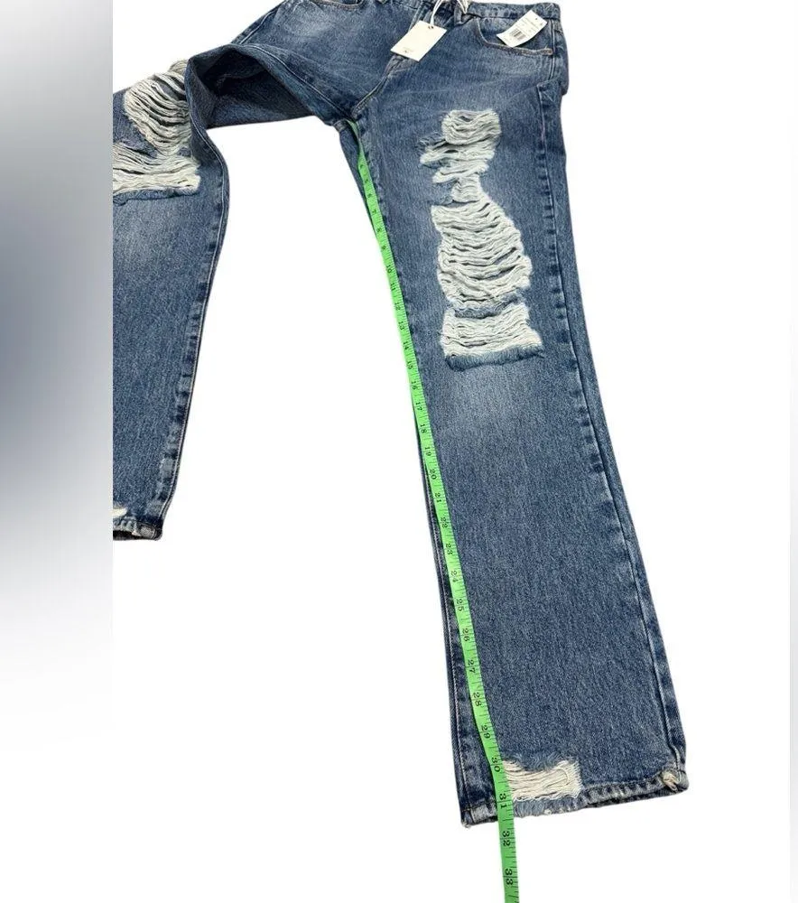 NWT GOOD AMERICAN
​Good Boy Distressed Straight Leg Jeans Size 4/27 - Image 4