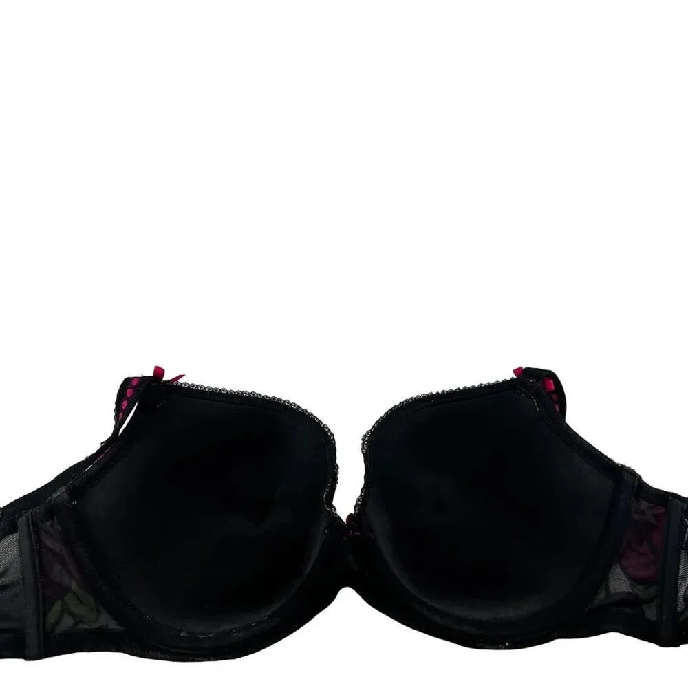 Cacique Lane Bryant Pink Rose Print Plunge Bra Womens 40D - Image 4