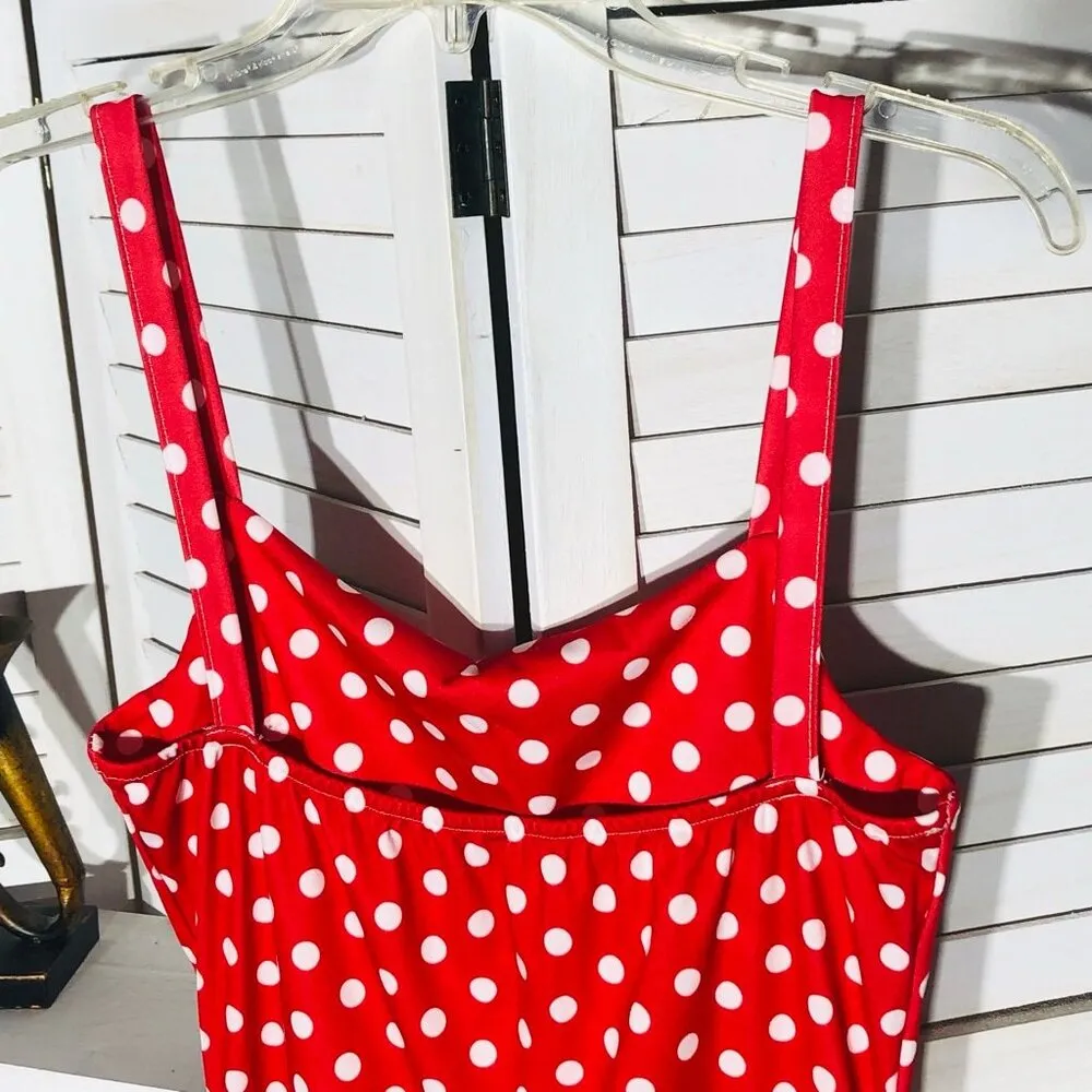 Vintage Y2K Polka Dot Jumpsuit wide leg Red White Disney Park outfit - Image 11