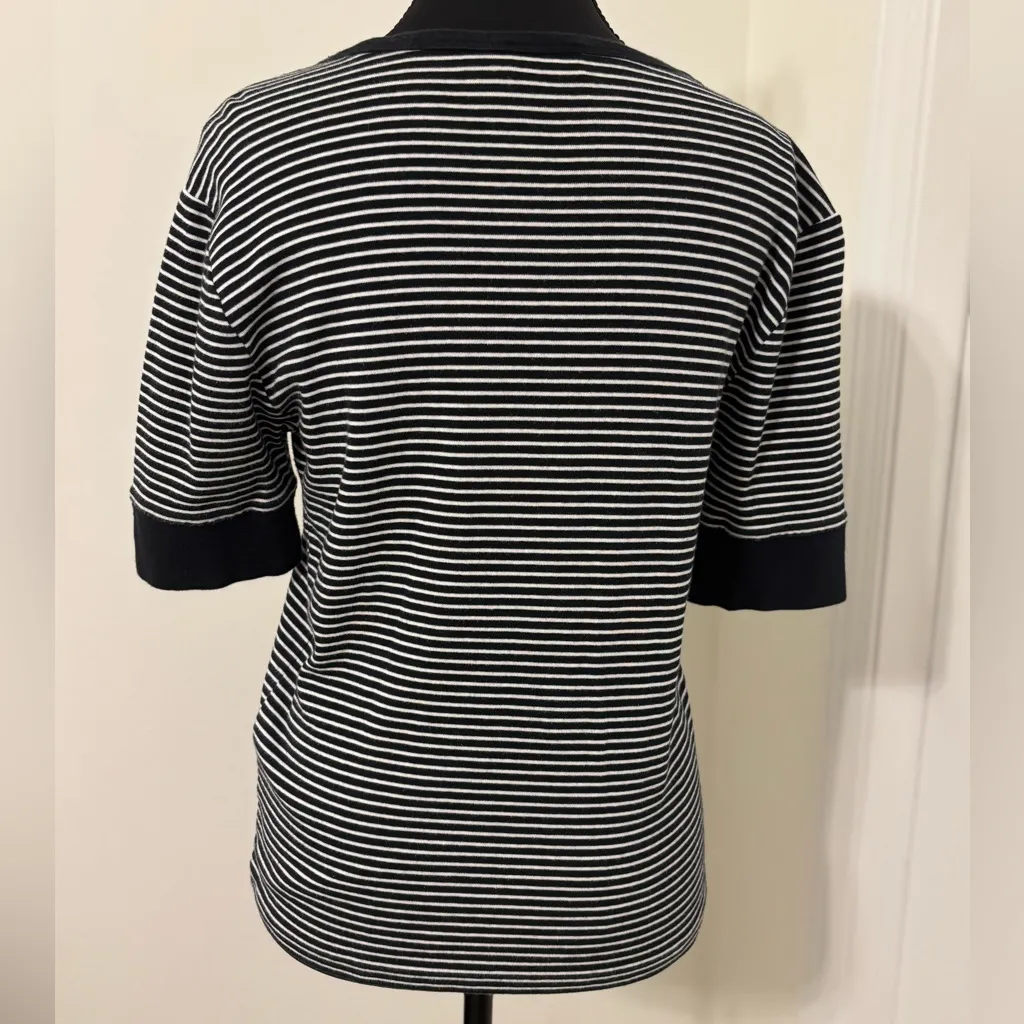 Polo Ralph Lauren Size Large Black and White Striped knit Top half sleeves - Image 4
