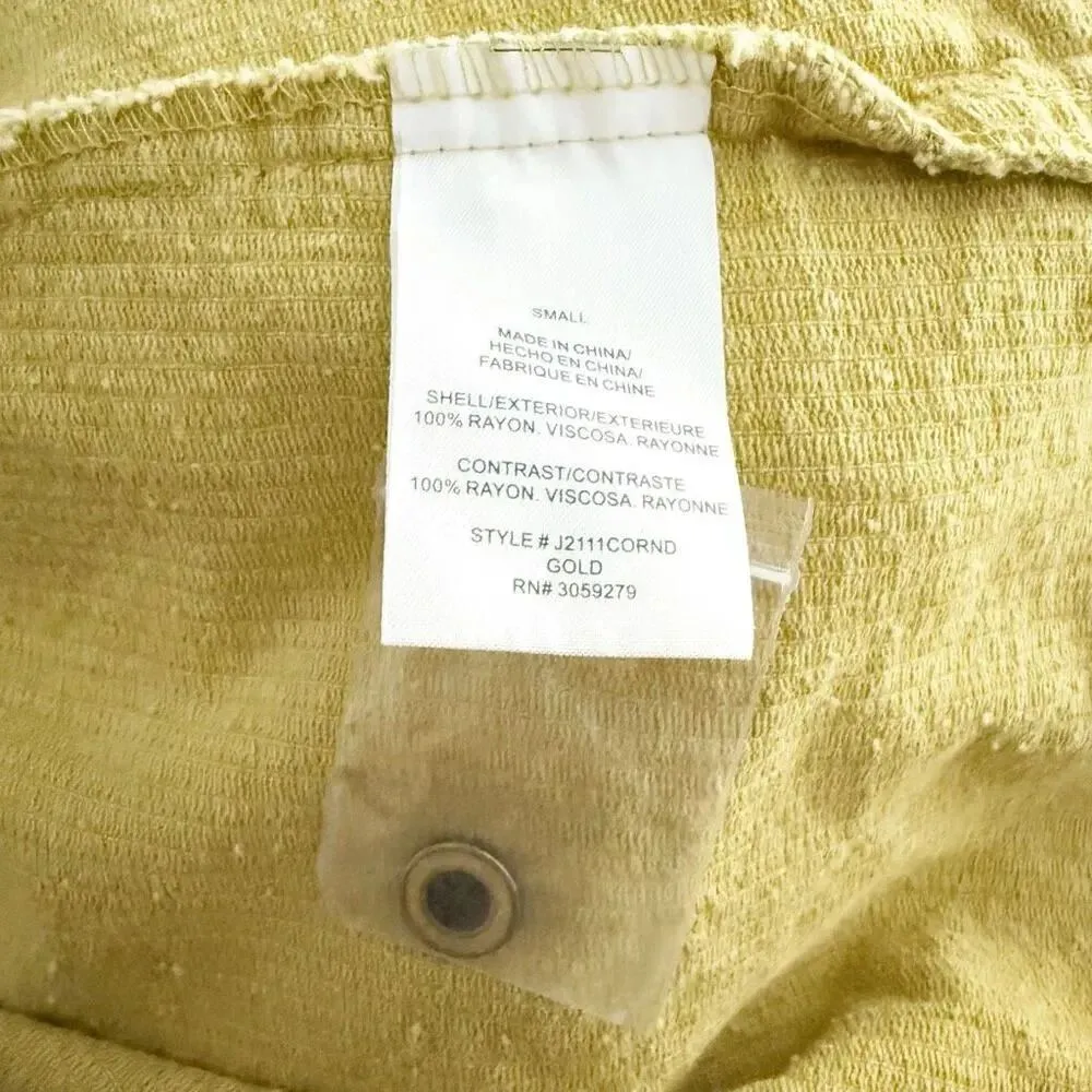 THREAD & SUPPLY | Green Yellow Corduroy Shacket Shirt Jacket Button Raw | Medium - Image 8