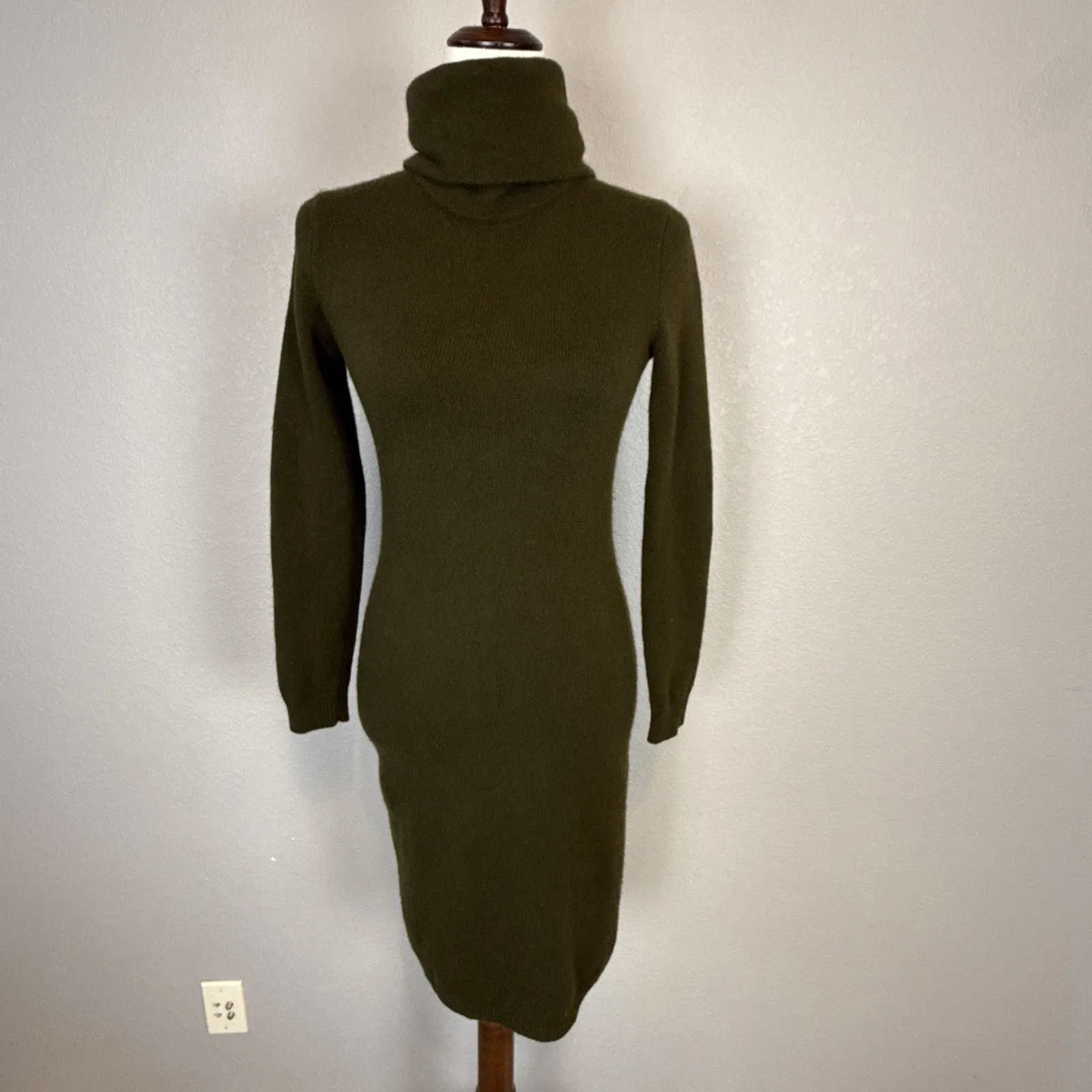 Ralph Lauren Black Label Olive Green Long Sleeve Turtleneck Sweater Dress Size S - Image 2