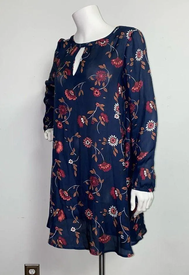 NWT Cupcakes & Cashmere Long Sleeve Floral Boho Keyhole Dress Women's Size S - Image 4