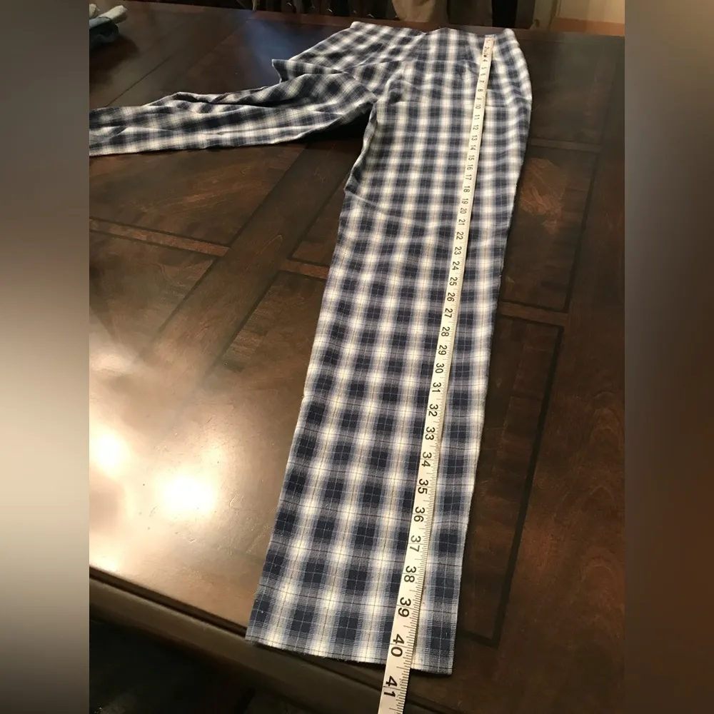 Vintage 90s (does 50s) High Waisted Blue Plaid Cigarette Pants Sz XS - Image 4