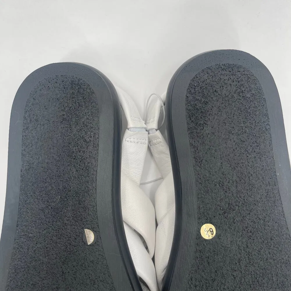 SEYCHELLES Sandals Size 6.5 White Leather Strappy Flats Punchline Slingback NEW - Image 13