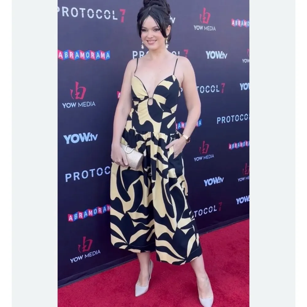 MON RENN viral bloggers favorite 100% cotton surreal midi dress NWT Black Size M - Image 4